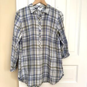 J. Jill Striped Linen Button-Up Tunic